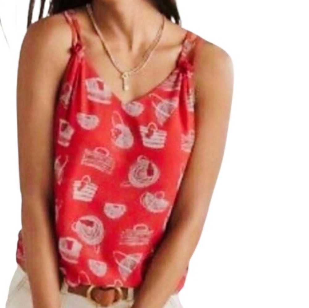 Cabi Nantucket Red Basket Printed Cami Top